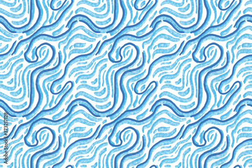 Seamless pattern with waves. Design for backdrops with sea, rivers or water texture. Repeating texture. Surface design. © Dzianis