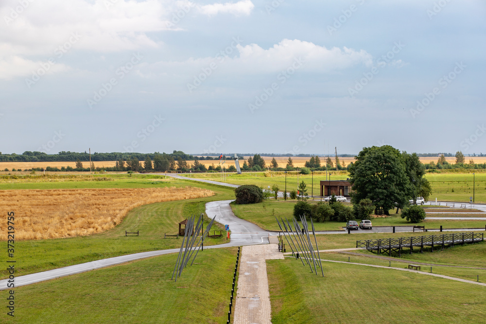 Fototapeta premium Museum-reserve kulikovo field. Green lawns and buildings