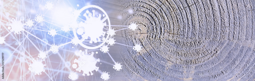 Obraz premium Wood texture background. Protect from virus. The contrasting texture of the boards. Wooden structure with macro shot.