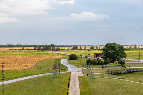 Museum-reserve kulikovo field. Green lawns and buildings