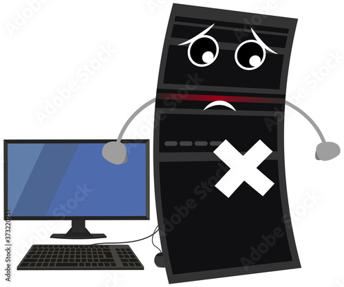 調子の悪くなったパソコンのイメージイラスト。