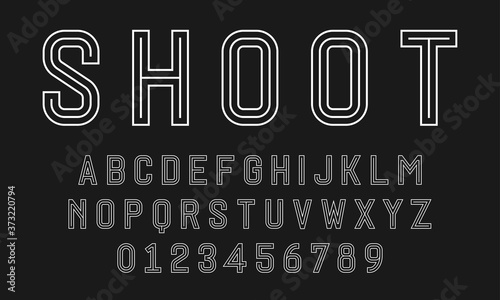 Set of alphabets font letters and numbers modern abstract design with lines vector illustration