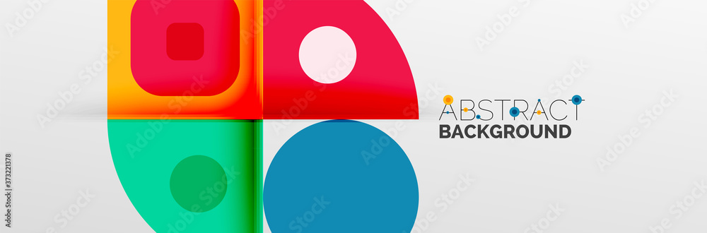 Bright color circles, abstract round shapes and triangles composition with shadow effects. Vector modern geometric design template Bright color circles, abstract round shapes and triangles composition with shadow effects. Vector modern geometric design template