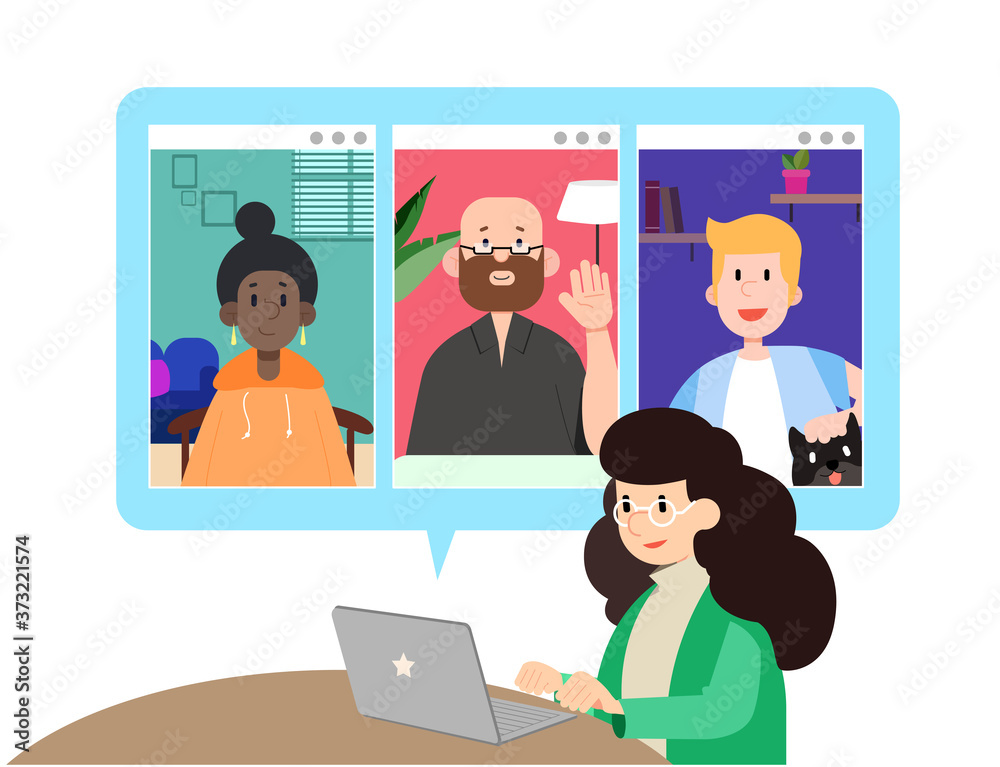 videotelephony, online communication, Online business, woman working from home during, Online meeting on screen, Online Chat videotelephony, online communication, Online business, woman working from home during, Online meeting on screen, Online Chat