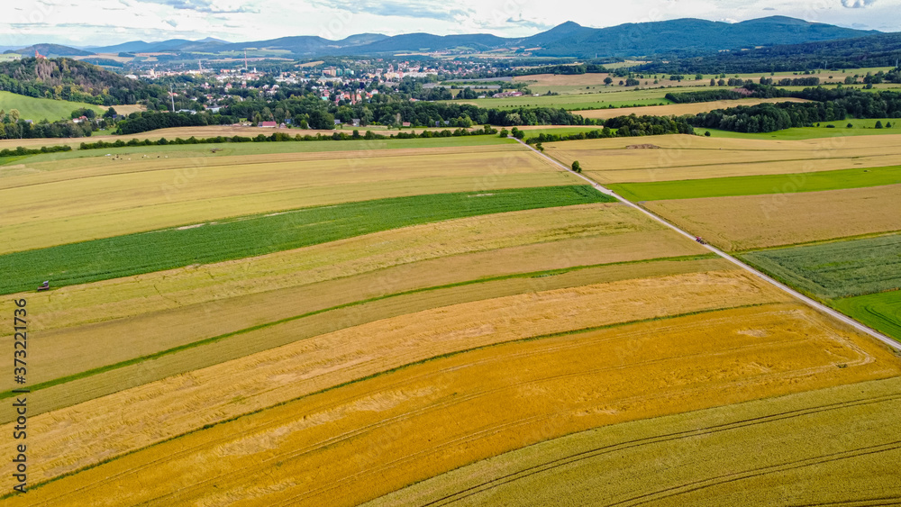 Naklejka premium air view of the german village seifhennersdorf