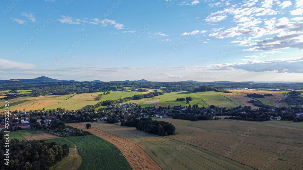 air view of the german village seifhennersdorf