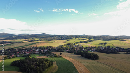 air view of the german village seifhennersdorf