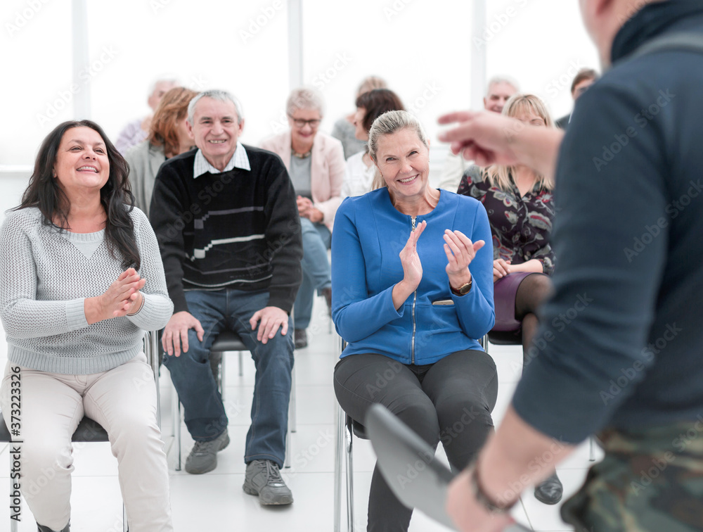 Fototapeta premium Speaker at Business Conference and Presentation. Audience at the