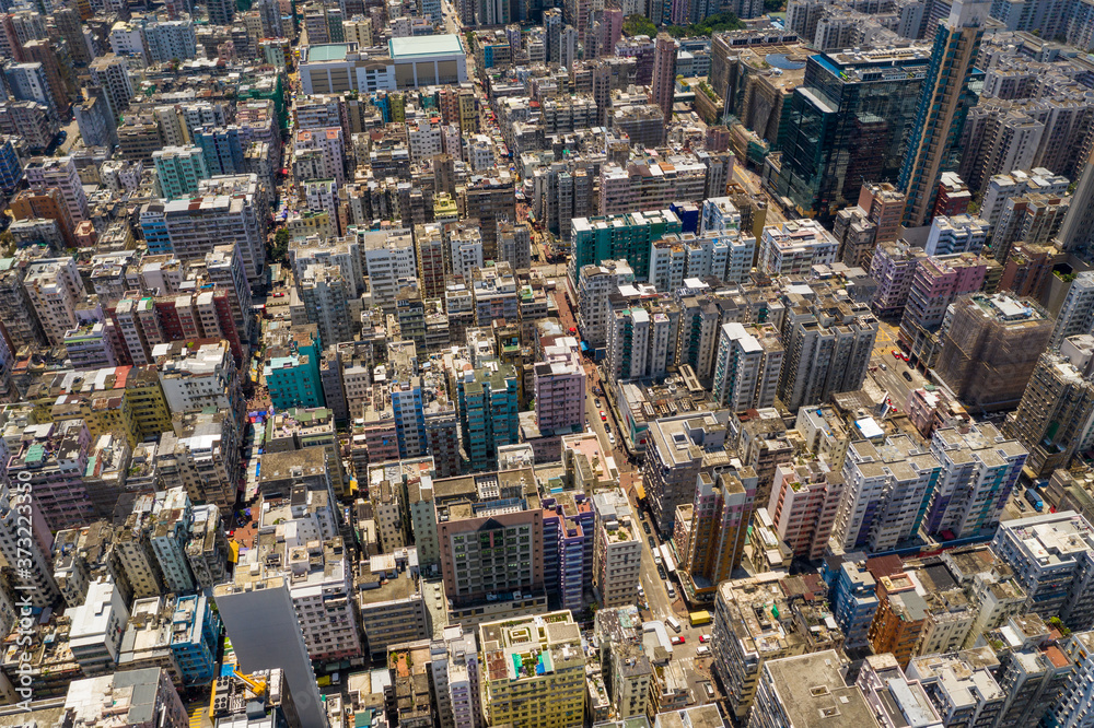 Obraz premium Top view of Hong Kong city