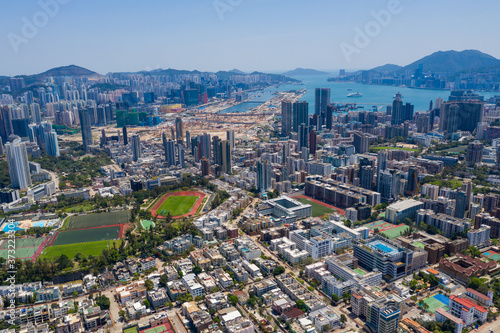 Top view of Hong Kong city