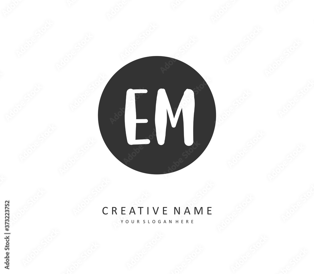 E M EM Initial letter handwriting and signature logo. A concept handwriting initial logo with template element. E M EM Initial letter handwriting and signature logo. A concept handwriting initial logo with template element.