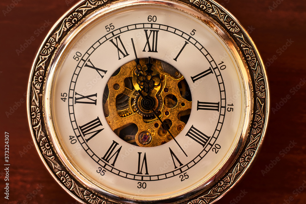 Close-up of a vintage pocket watch