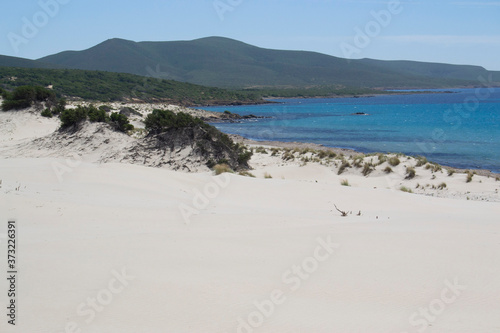 Veduta delle dune e della spiaggia di Arenas Biancas