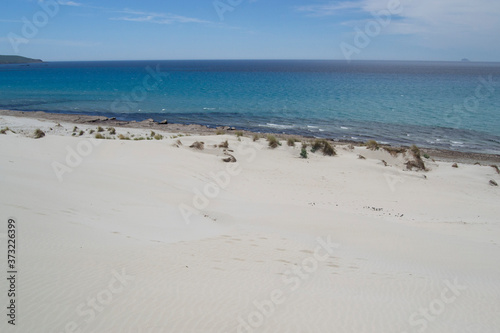 Veduta delle dune e della spiaggia di Arenas Biancas