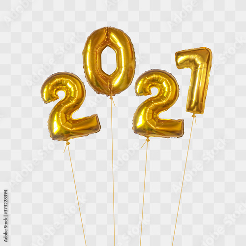 Golden metallic foil balloon numbers 2021