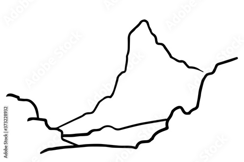 Outline landscape. There are mountains. Vector illustration