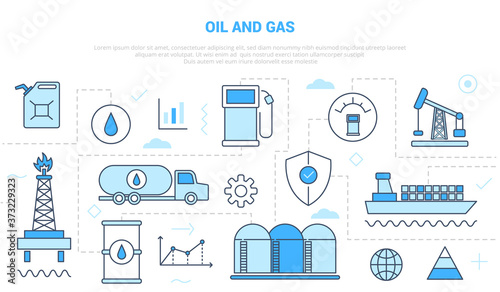 oil and gas industry concept campaign for website homepage template landing page banner with outline icon style