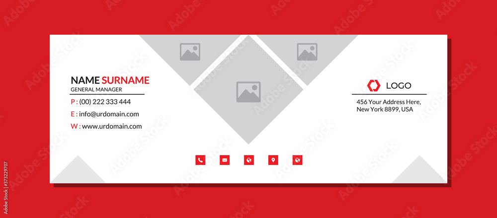 Corporate email signature template with an author photo place modern layout