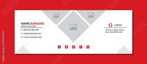 Corporate email signature template with an author photo place modern layout