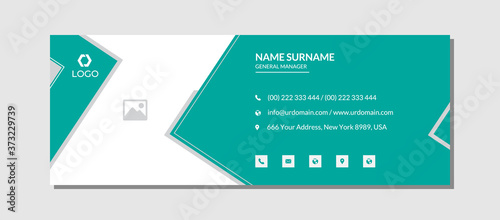 Modern corporate email signature template with an author photo place