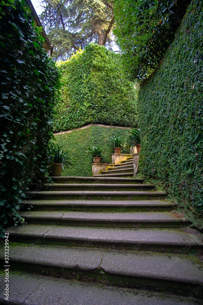details of gardens and architecture on Isola Bella near Stresa on Lake Maggiore