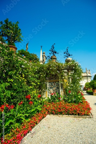 details of gardens and architecture on Isola Bella near Stresa on Lake Maggiore