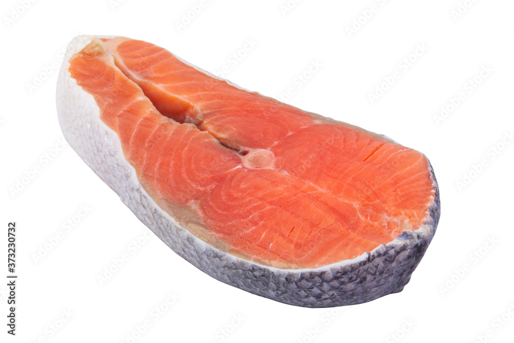 Raw salmon steak isolated on white background Raw salmon steak isolated on white background