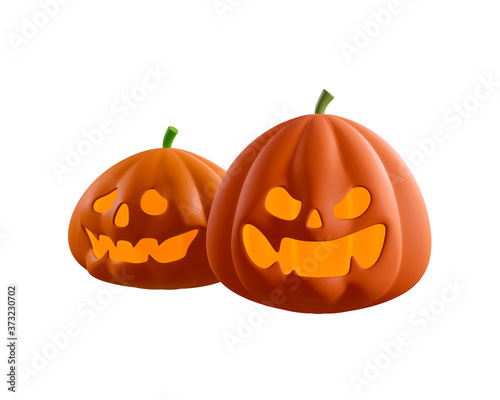Fotografia halloween pumpkins on white background. clipping path