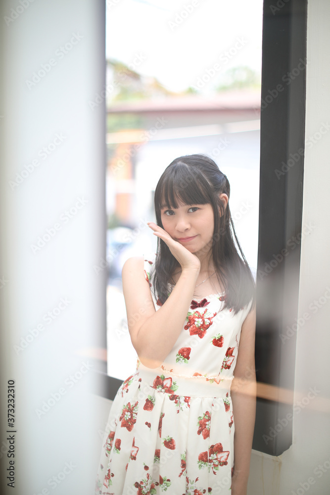 Portrait of young woman looking in coffee shop modern life style Portrait of young woman looking in coffee shop modern life style