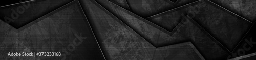 Black grunge material abstract corporate background. Vintage vector banner