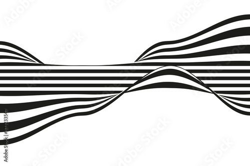 Wave abstract background. Black and white curved line stripe. 