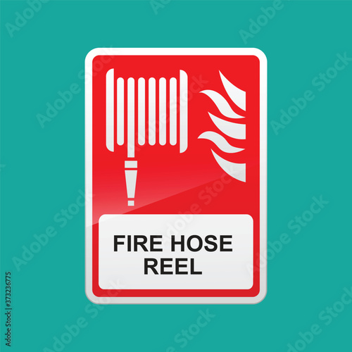 Fire hose reel sign isolated on background vector illustration.