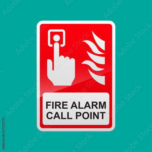 Fire alarm call point sign isolated on background vector illustration.