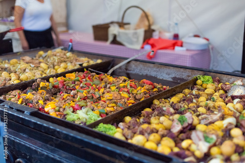 Hungarian Budapest street food fest market horizontal photo
