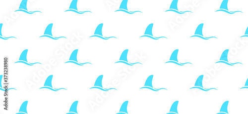 Dolphin or dolfin seamless pattern background. Shark fin sign. Vector dolphins tail on water. Animal icons. Cartoon fish swimming in the sea or ocean wave.