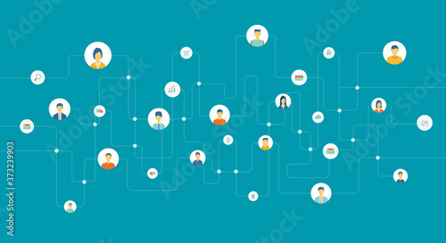 flat vector abstract social network connection for online business background concept