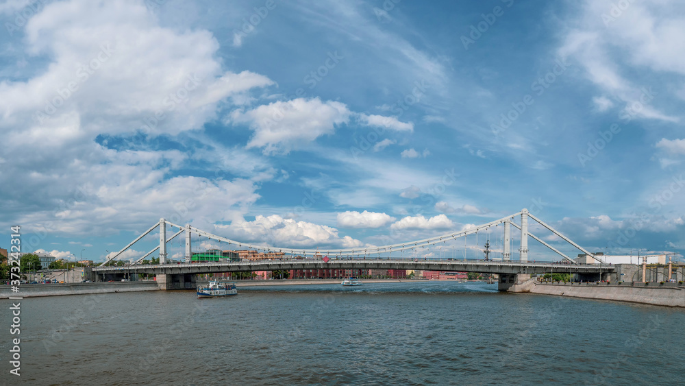 Panoramic view of the Crimean bridge over the Moscow river.
