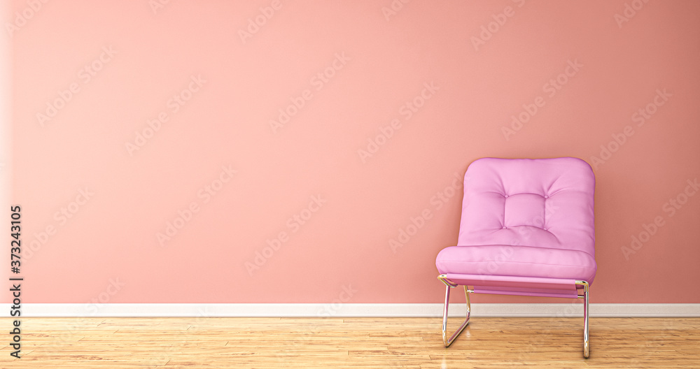 Leeres Zimmer mit Stuhl vor rosa Wand Leeres Zimmer mit Stuhl vor rosa Wand