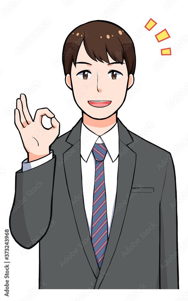 OKサインのスーツの男性 OKサインのスーツの男性
