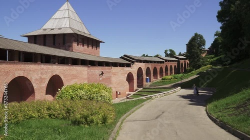 View of the wall of the Novgorod Kremlin photo