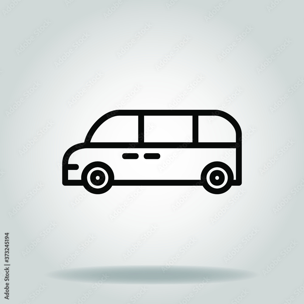 Logo or symbol of minibus icon with black line style
Logo or symbol of minibus icon with black line style