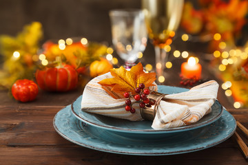 Thanksgiving autumn place setting.