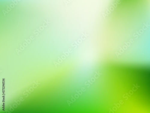 Nature gradient backdrop with sunlight. Abstract green blurred background. Ecology concept for your graphic design, website, banner or poster. Vector illustration