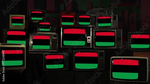 Pan-African flags on Televisions from the 60s, 70s, 80s and 90s.  photo