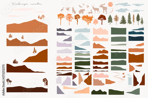 Fotografi Set of abstract shapes for landscape creator
