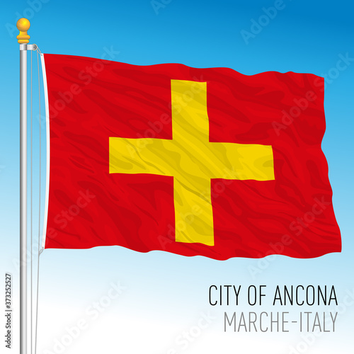 Ancona flag of the city, Marche region, Italy, vector illustration