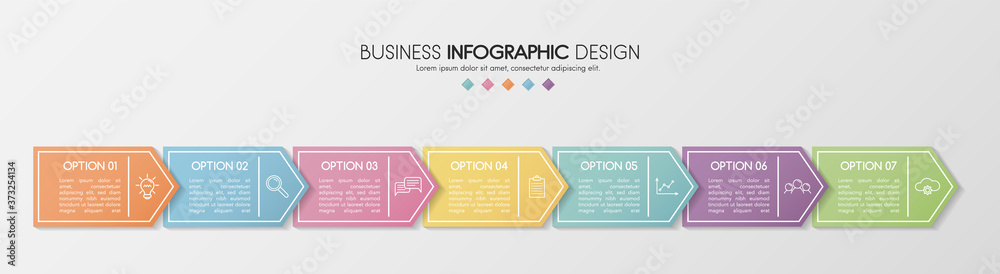 Obraz premium Business infographic template with 7 steps. Vector