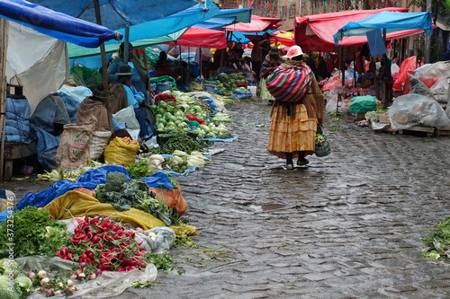 Bolivia La Paz - Rodriguez Market - Mercado Rodriguez street market stalls photo
