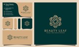 minimalist elegant beauty flower logo design vector illustration with line art style, modern company business card template