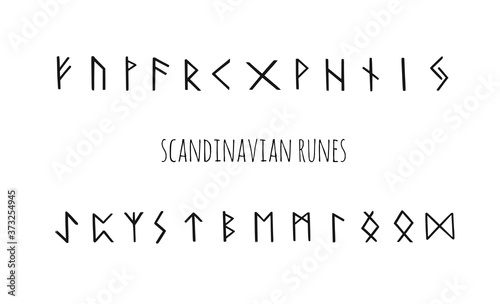 Magic Scandinavian Runes. Old Futhark. vector hand drawn calligraphy